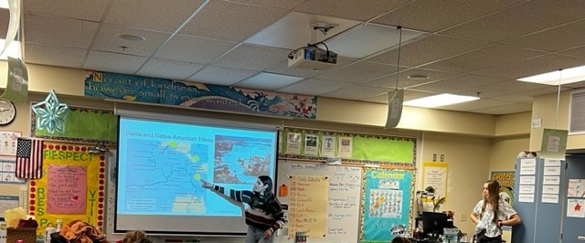 Image of Claire Vaage presenting at Seattle's Lawton Elementary School